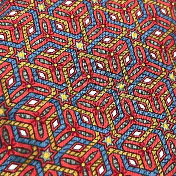 Hermes 100% Silk Geometric Stars Red and Blue Men's Tie 7662 TA - Picture 2 of 5